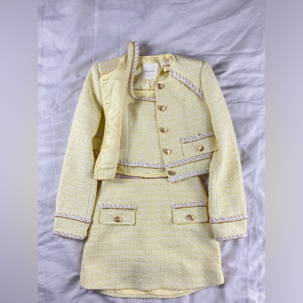 Avec Les Filles Yellow Tweed Chain Trim Set - Picture 3 of 16